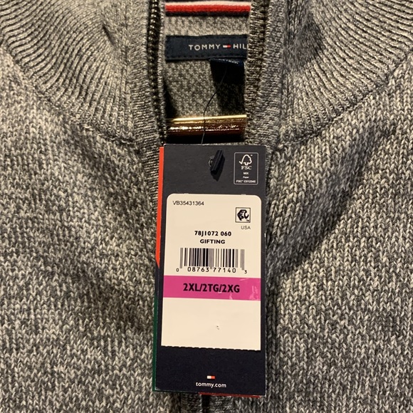 Tommy Hilfiger 2XL Full Zip Sweater Grey NWT - Picture 3 of 9